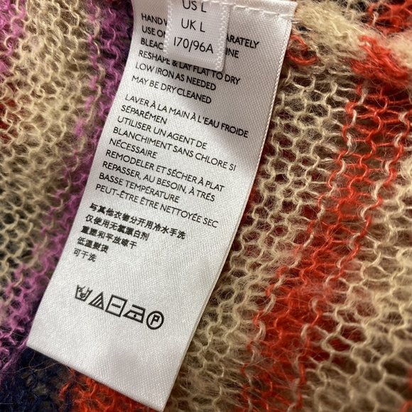 URBAN OUTFITTERS Button Down Round Neck Tan Striped Cardigan Sweater Women's L - Picture 8 of 12